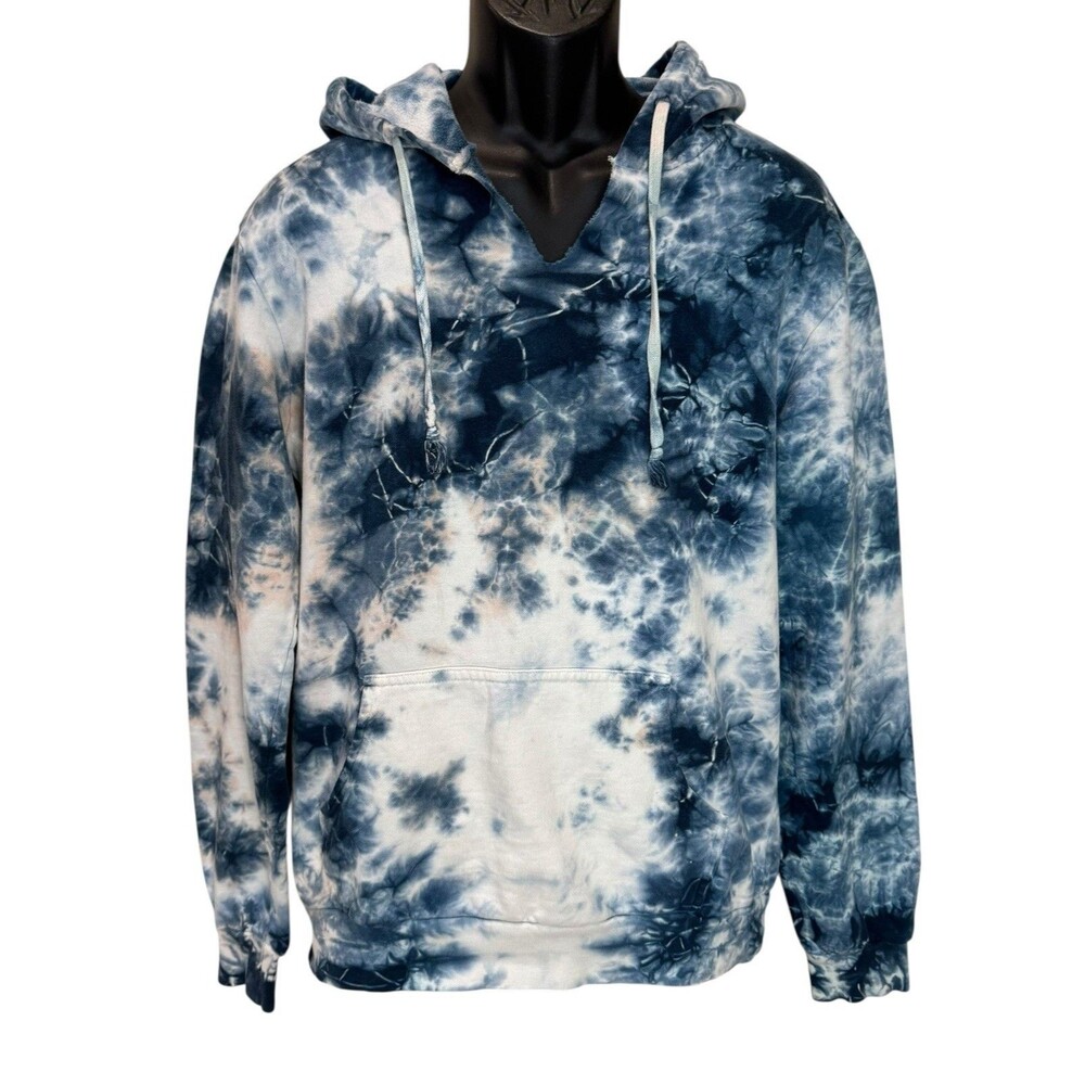 PACSUN Blue & White Tie Dye Pullover Hoodie Sweatshirt Mens Size Small S